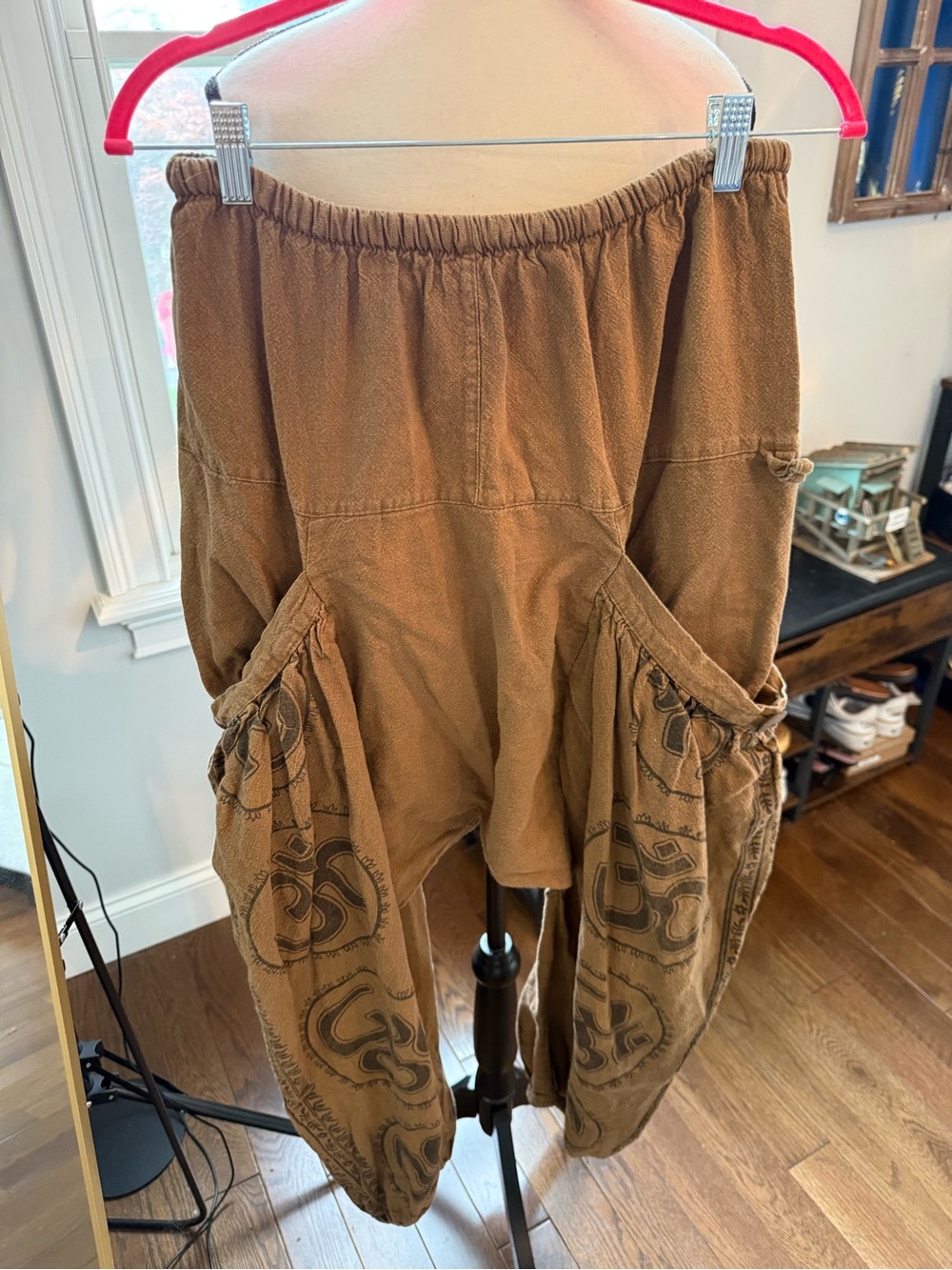 Boho Olive Drop-Crotch Om Cotton Harem Pants for Women - Picture 9 of 9